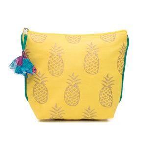 Fair Trade Metallic Pineapple Cosmetic Bag Yellow